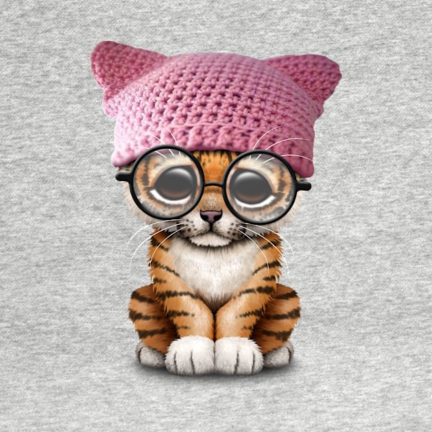 Cute Tiger Cub Wearing Pussy Hat by jeffbartels